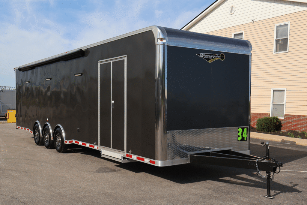 2027 34ft Enclosed Car Trailer | Corner Bathroom & Electric Awning | Trailer Tails LLC